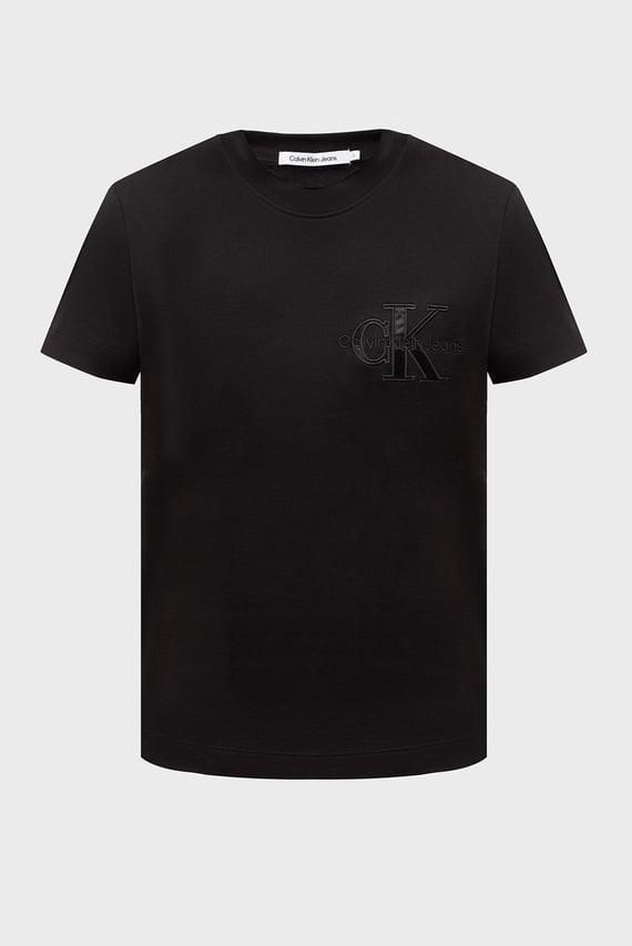 Женская черная футболка SATIN APPLIQUE REGULAR TEE Calvin Klein Jeans
