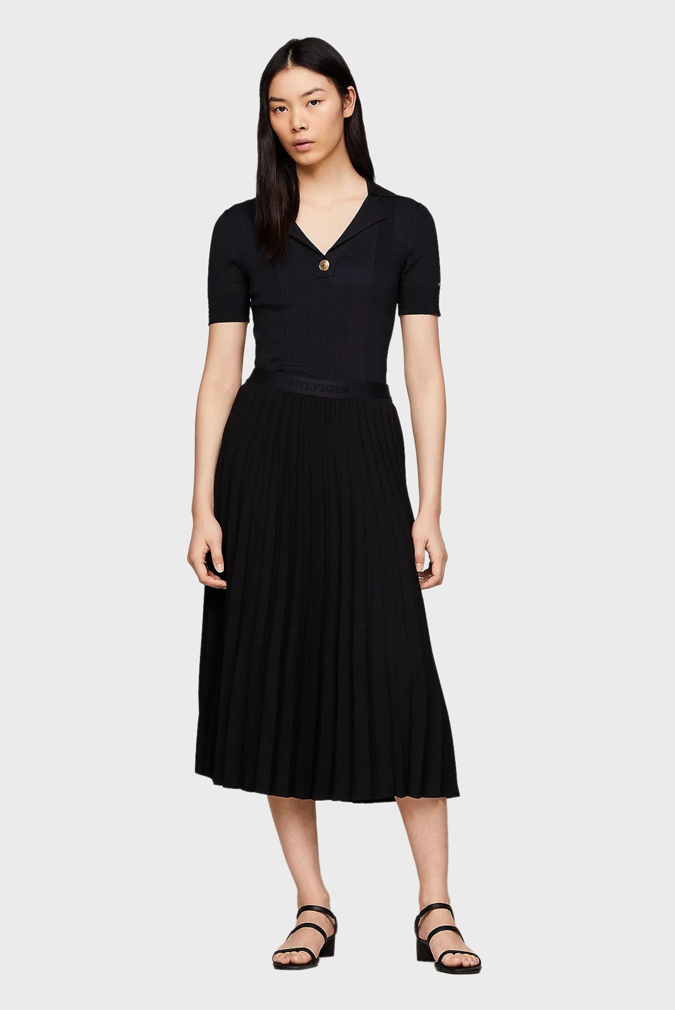 Женская черная плиссированная юбка FLUID PLEATED MIDI SKIRTTommy Hilfiger Женская черная плиссированная юбка FLUID PLEATED MIDI SKIRT 3