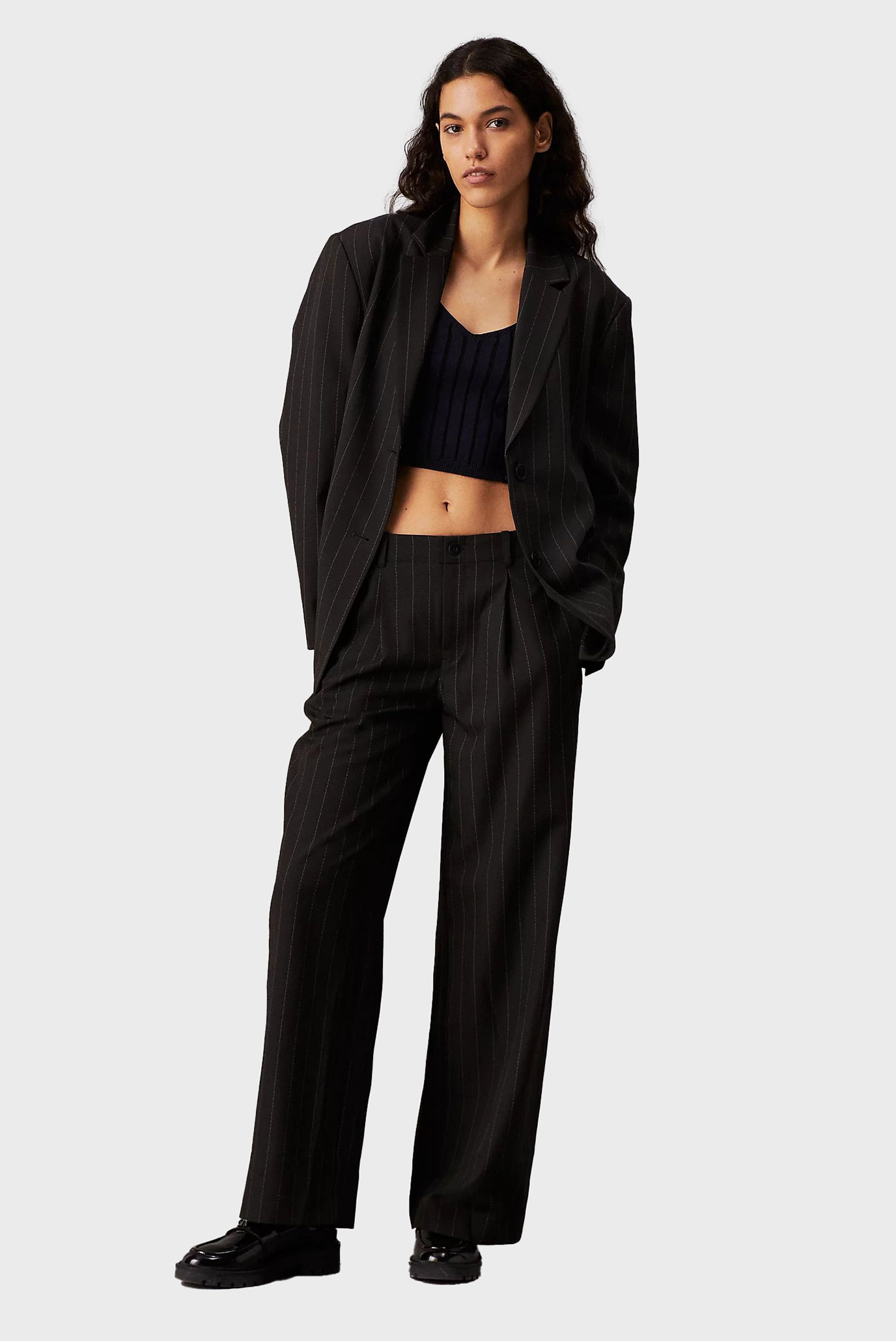 Женские черные брюки в полоску SOFT CREPE PINSTRIPE 2