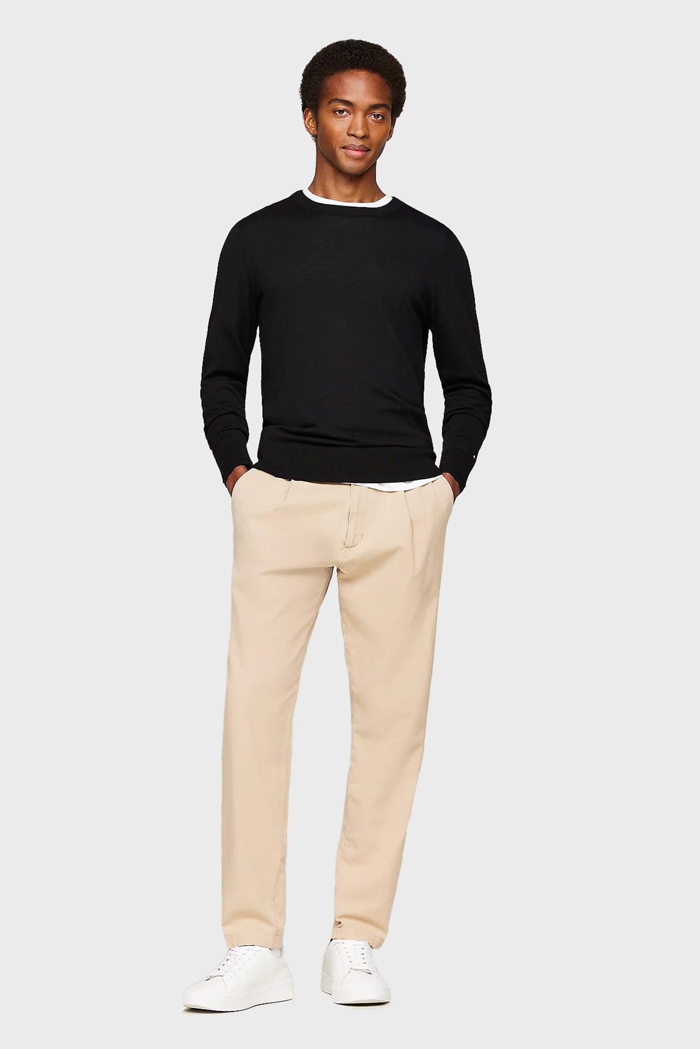 Мужской черный шерстяной джемпер FINE GAUGE MERINO CREW NK 7