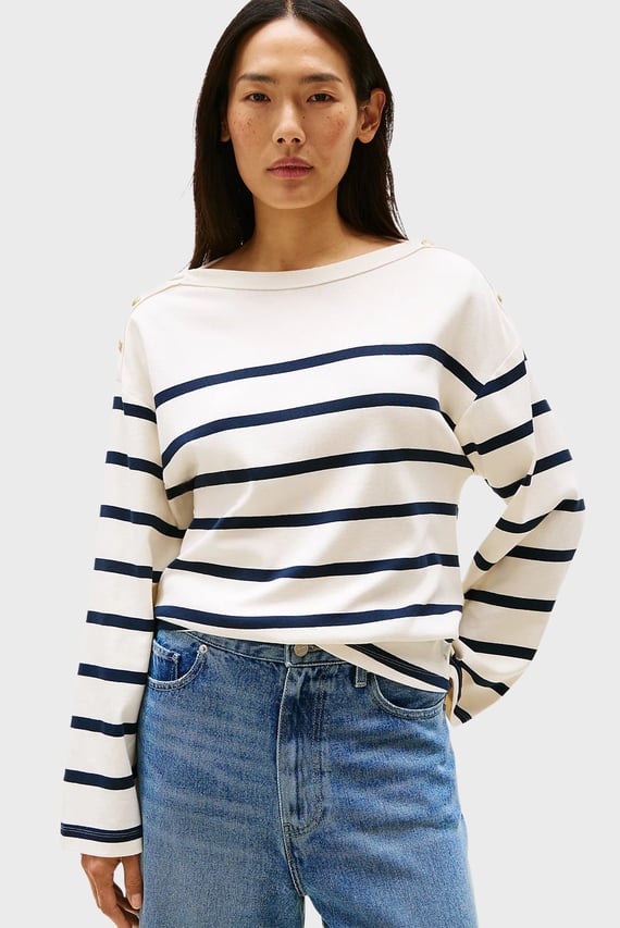 Лонгслив/LWK GOLD BUTTON BOAT-NK LS TEE