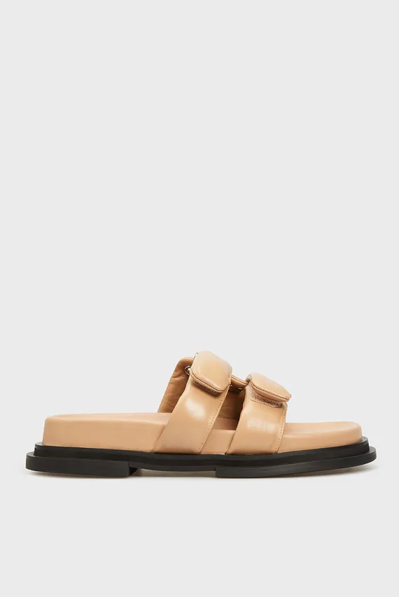 Женские бежевые кожаные слайдеры Dada PRPY