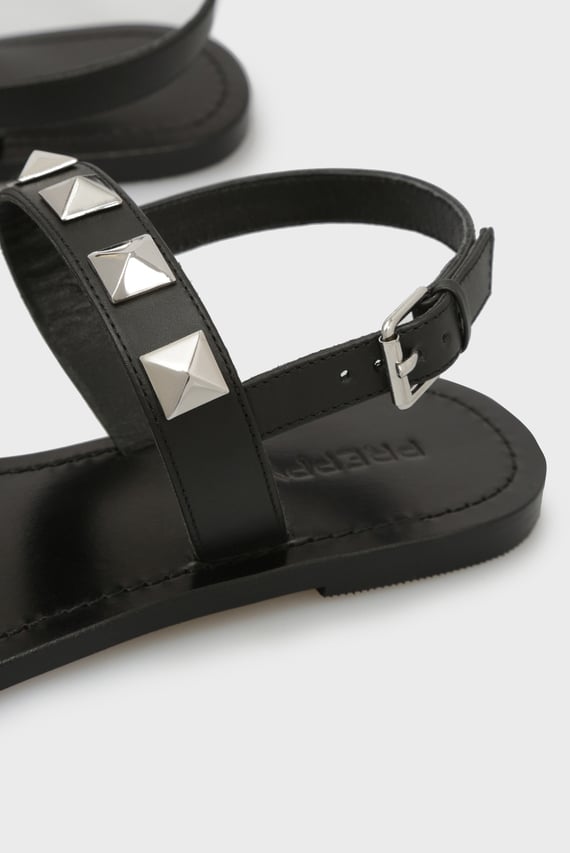 Женские черные кожаные сандалии