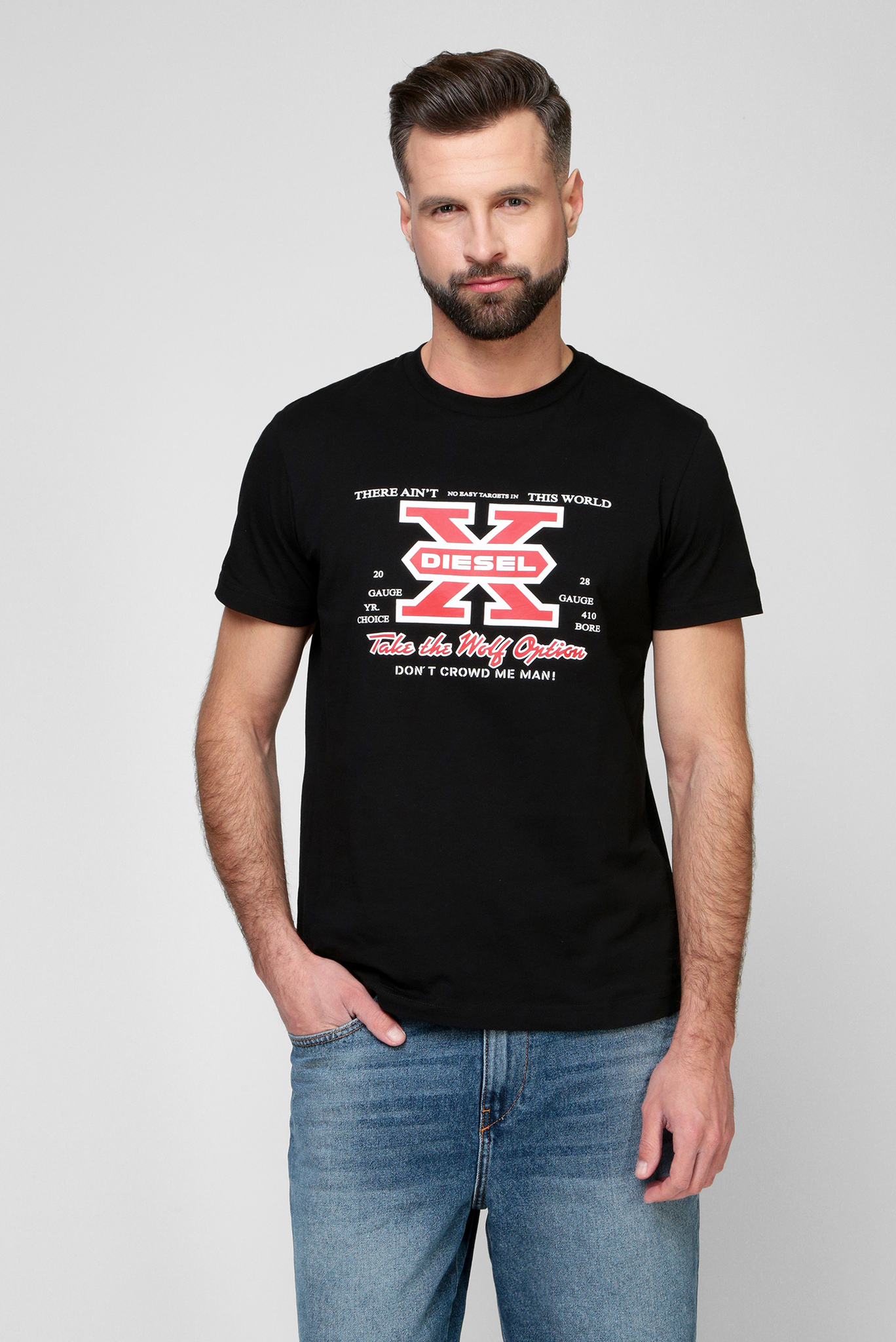 Мужская черная футболка T-DIEGOR-K48 1