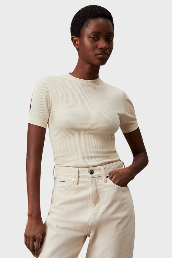 Женский бежевый топ MODAL RIB SLIT DETAIL