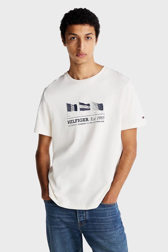 Мужская белая футболка HILFIGER FLAGS TEE