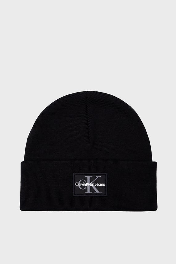 Мужская черная шапка MONO LOGO PATCH BEANIE