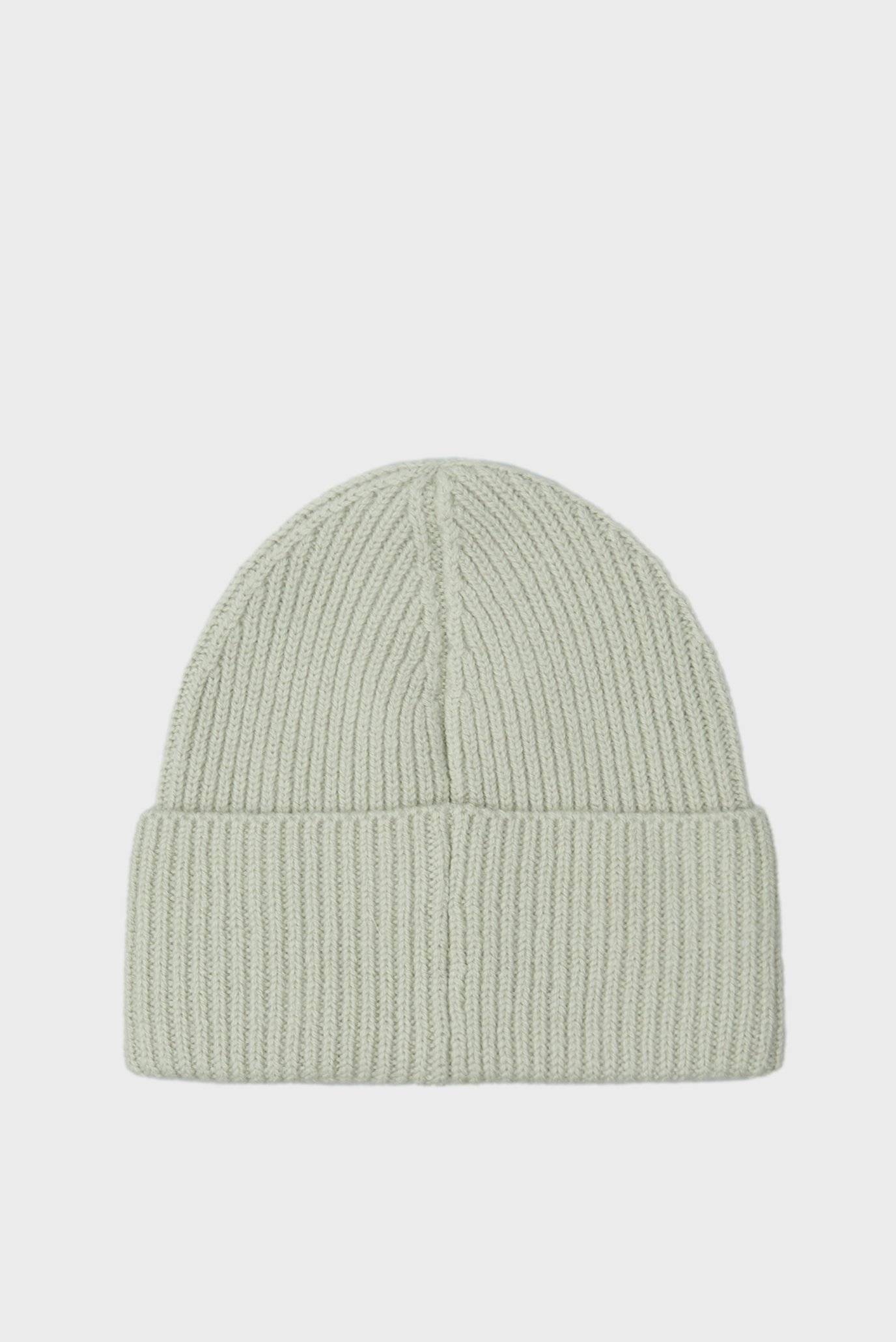 Женская серая шерстяная шапка CK METAL CHUNKY RIB BEANIE 3