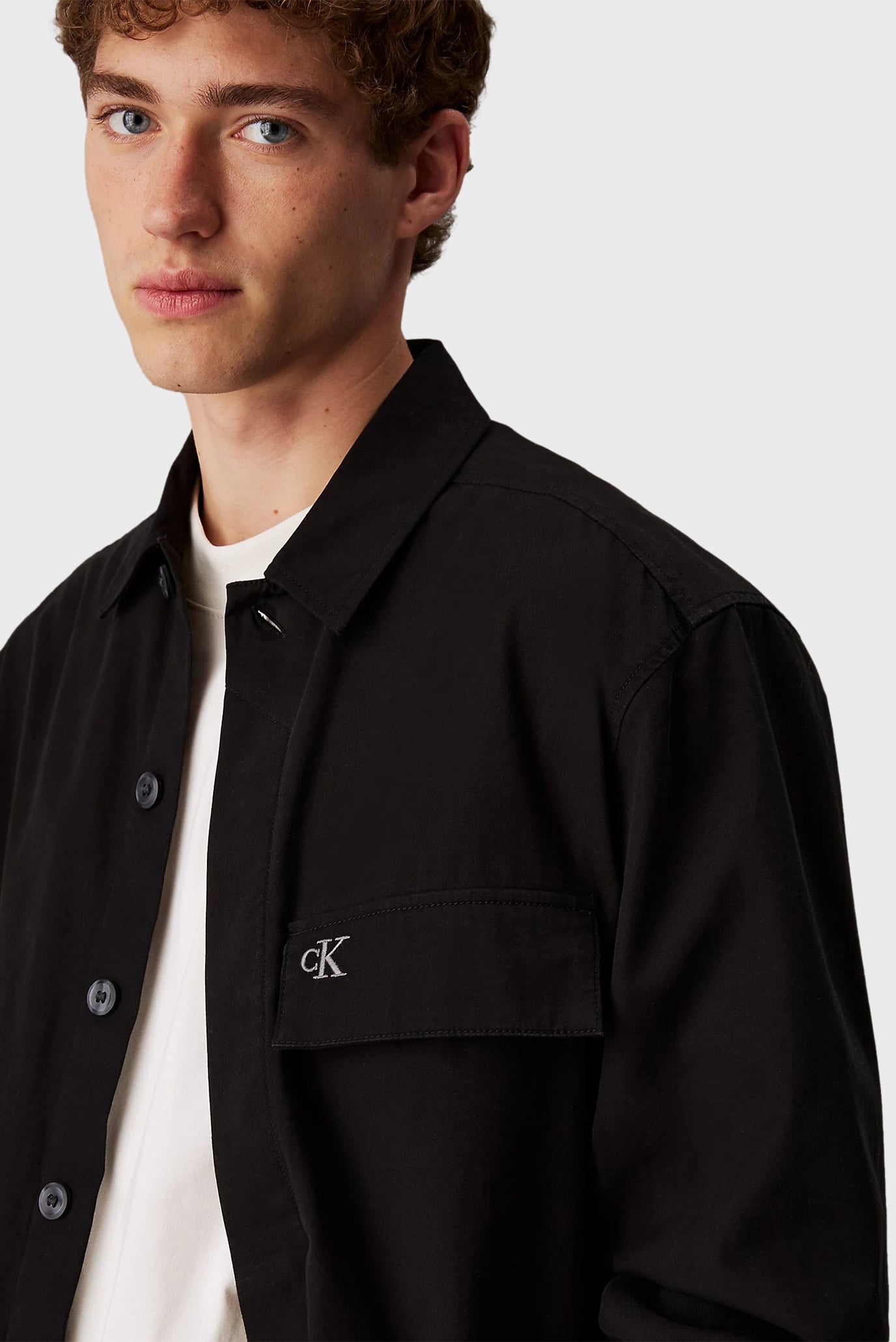 Мужская черная рубашка CLEAN COTTON OVERSHIRT 4