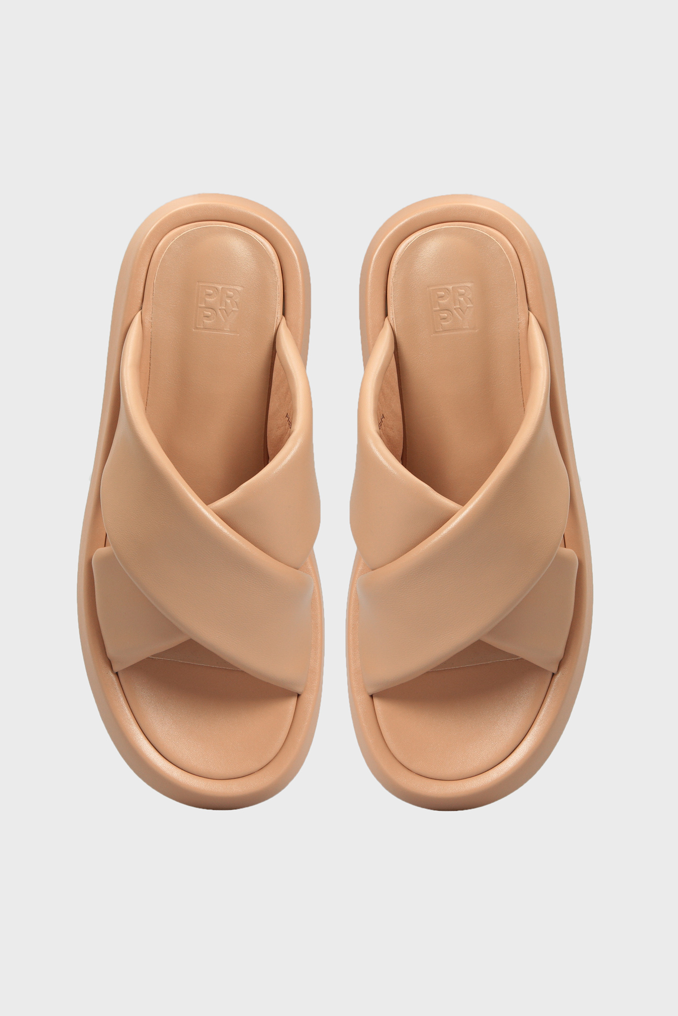 Женские бежевые кожаные слайдеры Monza 9