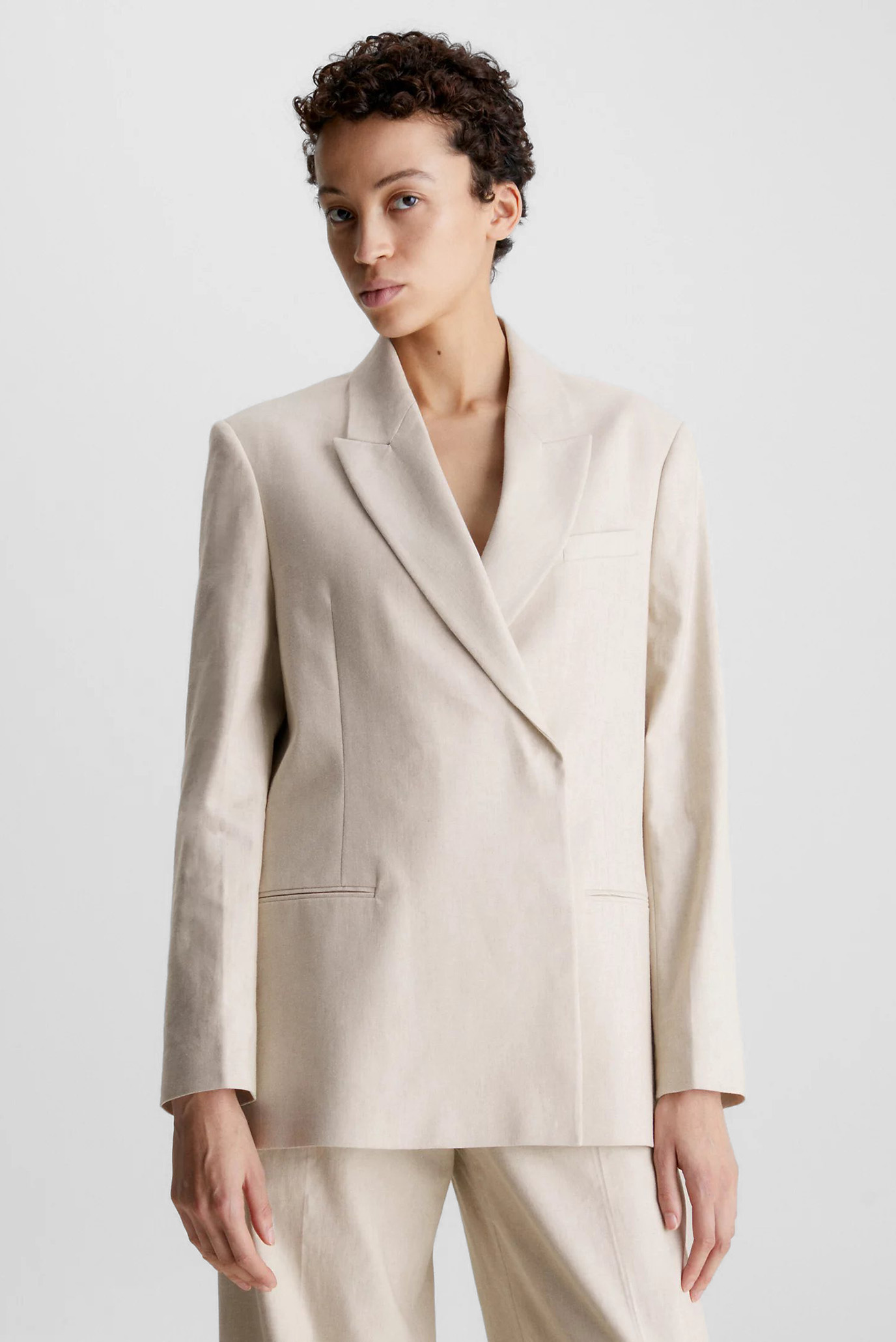 Женский белый льняной жакет 6