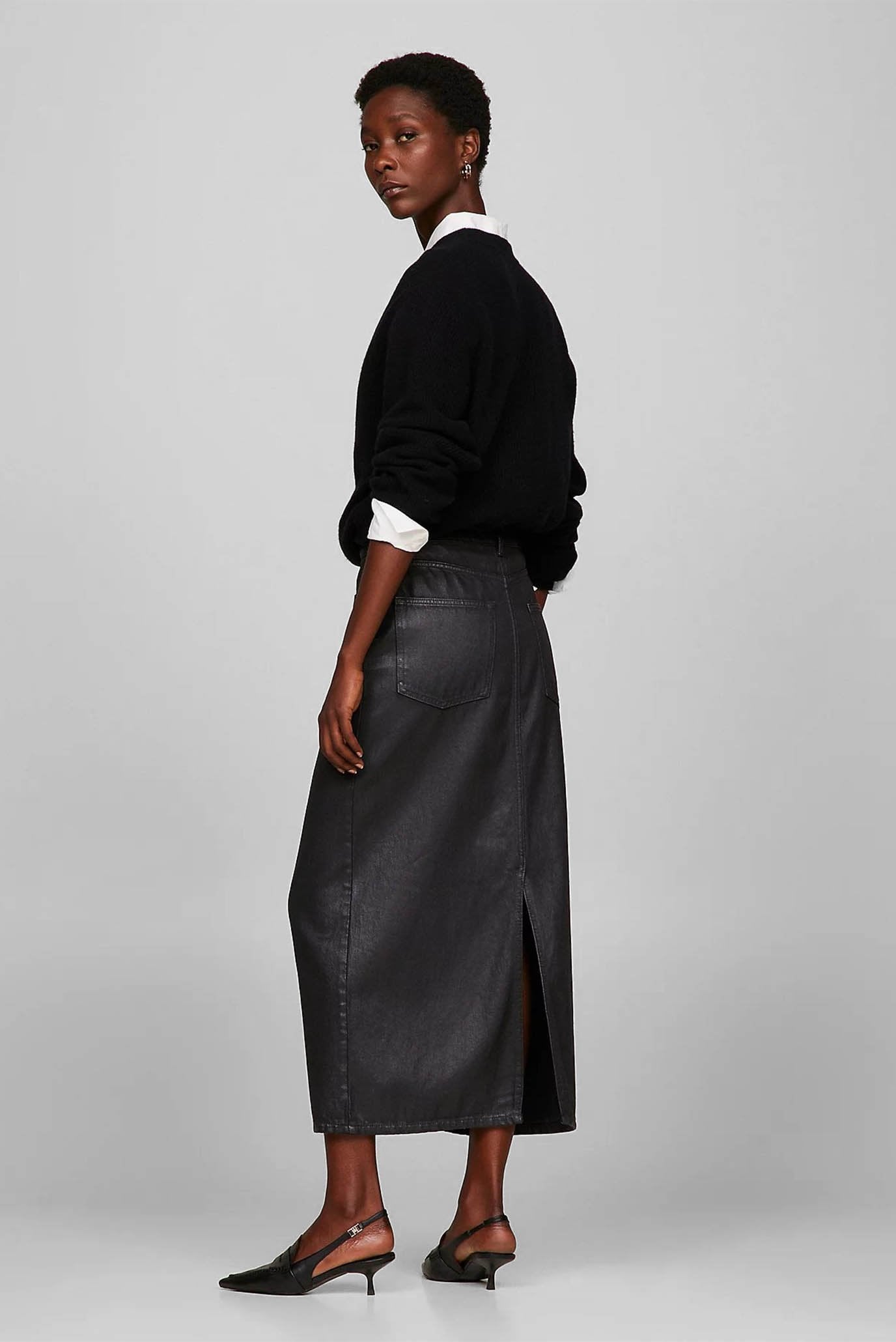 Женская черная джинсовая юбка DNM LONG MIDI SKIRT CTD 3