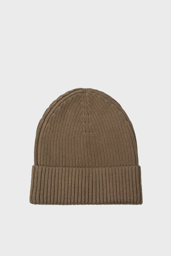 Мужская коричневая шапка CLASSIC COTTON RIB BEANIE