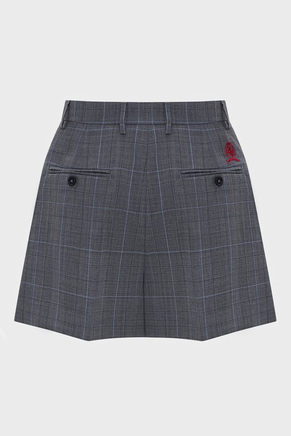 Женские серые шерстяные шорты в клетку THC CC TAILORED SHORTS