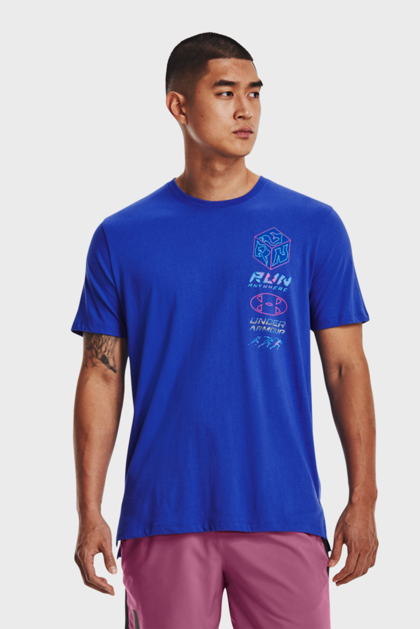 Мужская синяя футболка UA RUN ANYWHERE TEE v2-BLU 1