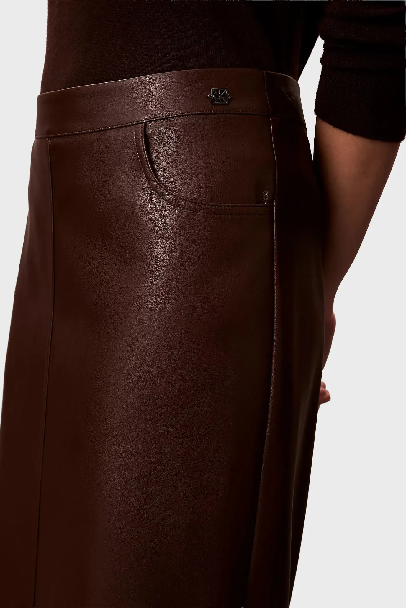 Юбка Faux Leather Midi Skirt 4