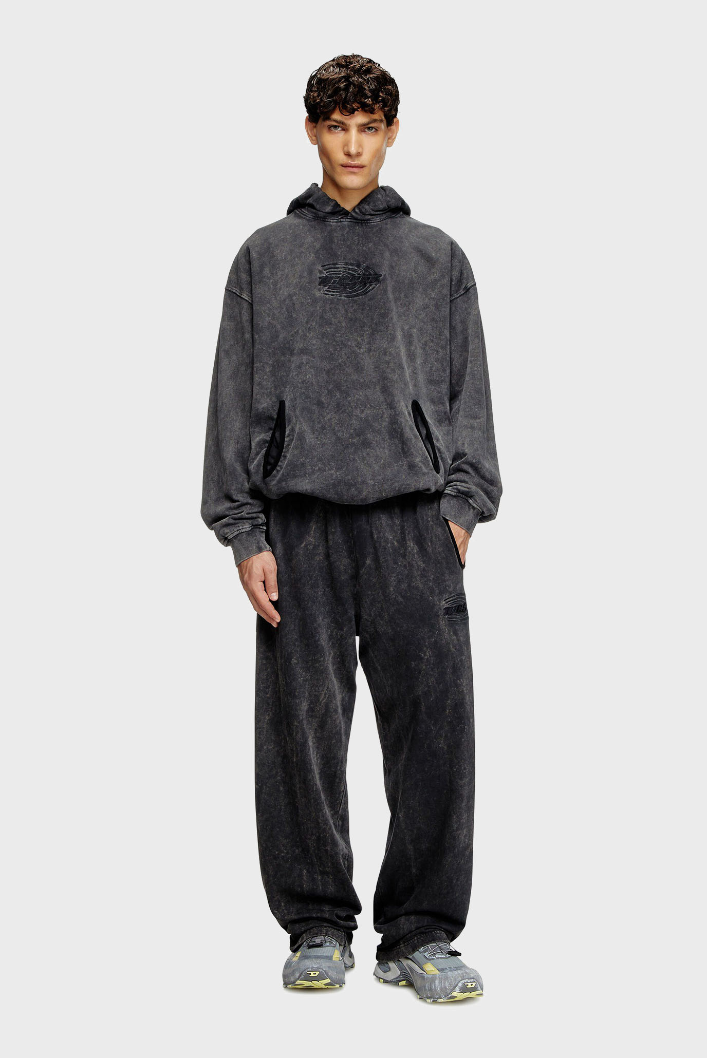 ★DIESEL★ S Box Stick Hood Cloud Gray A163210BMBK61T A16321 Men's Metallic hoodie with logo | Black | Diesel