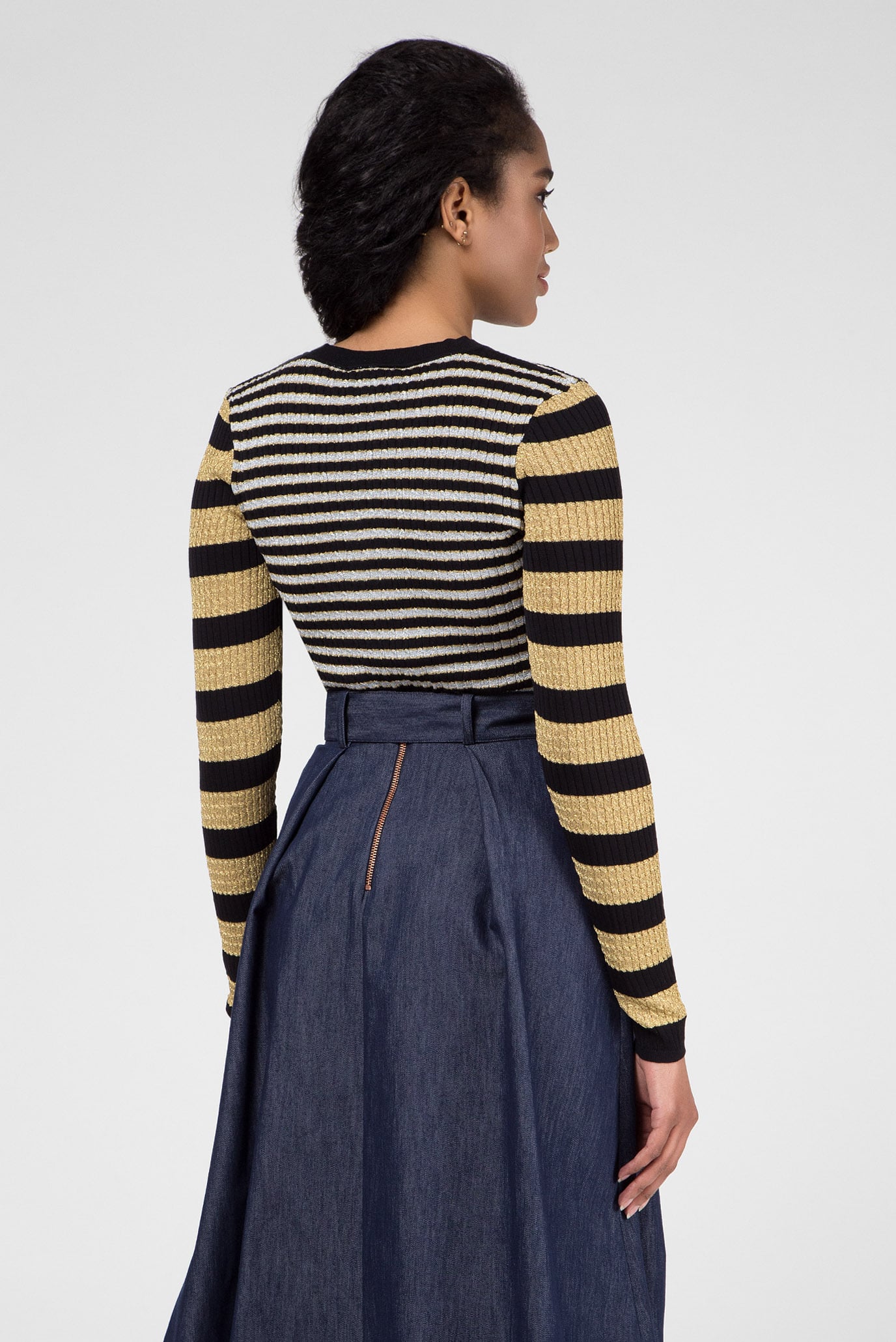 Женский черный джемпер в полоску ZENDAYA STRIPE 8