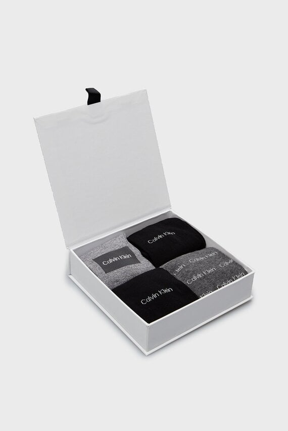 Набор носков CK MEN SOCK 4P ALL OVER LOGO GIFTBOX