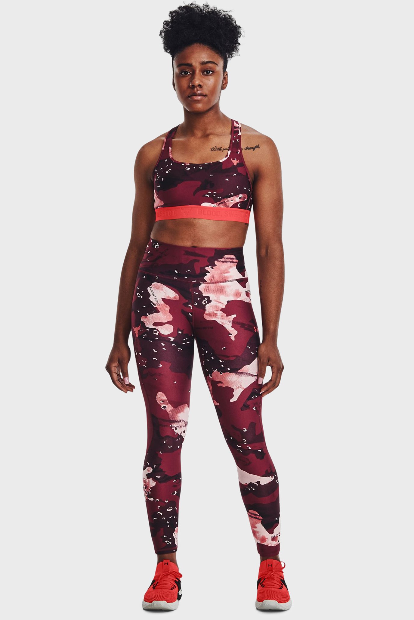 Женские бордовые тайтсы UA Prjct Rock Prt Ankle Leg 2