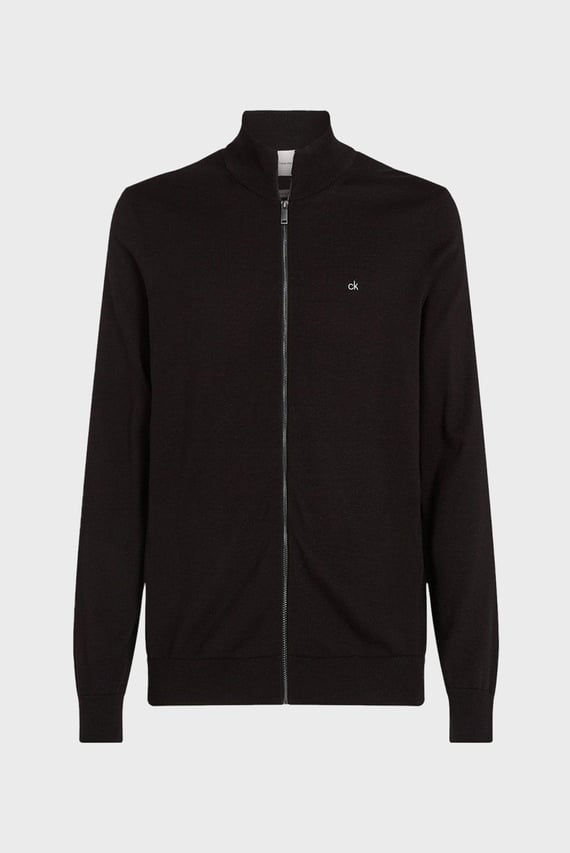 Мужской черный кардиган COTTON SILK BLEND ZIP JACKET