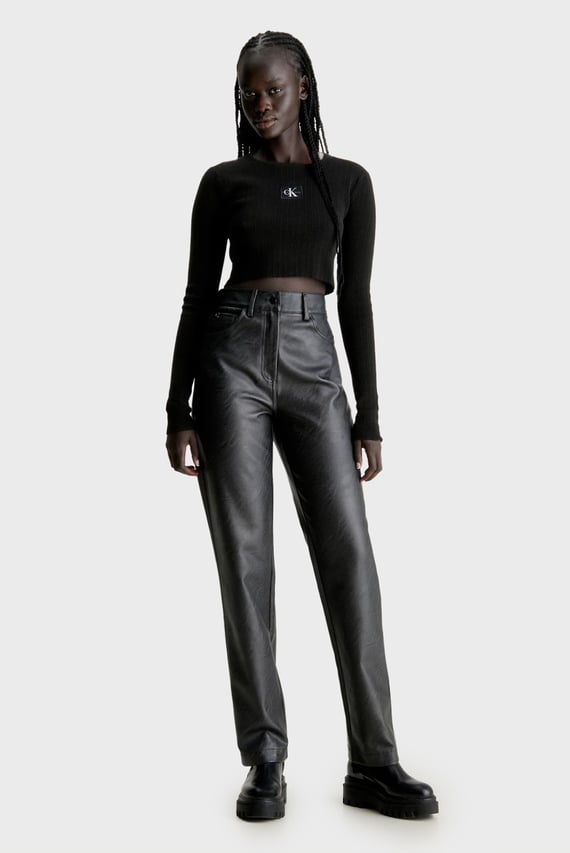 Штаны FAUX LEATHER HIGH RISE STRAIGHT
