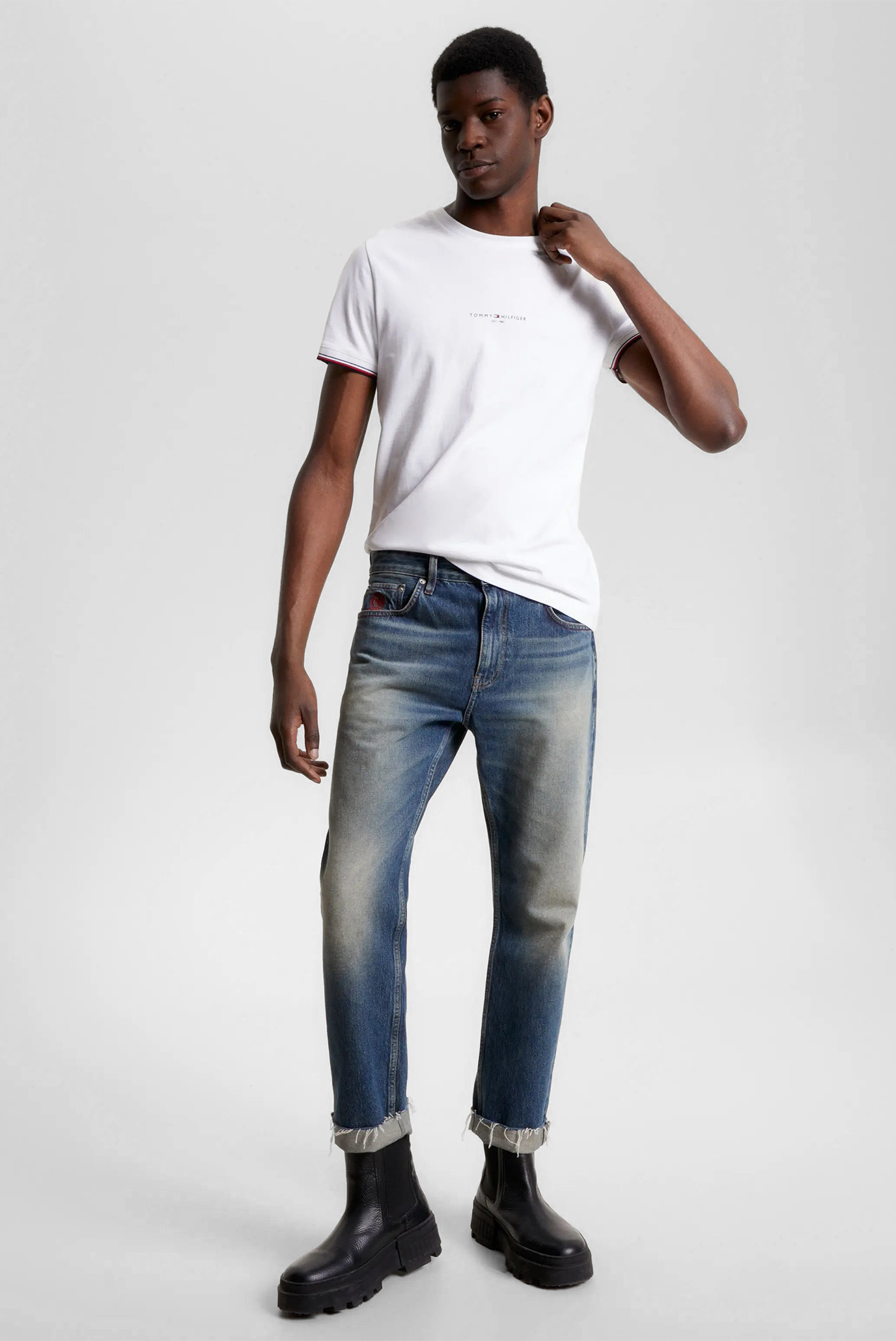 Мужская белая футболка TOMMY LOGO TIPPED TEE 8