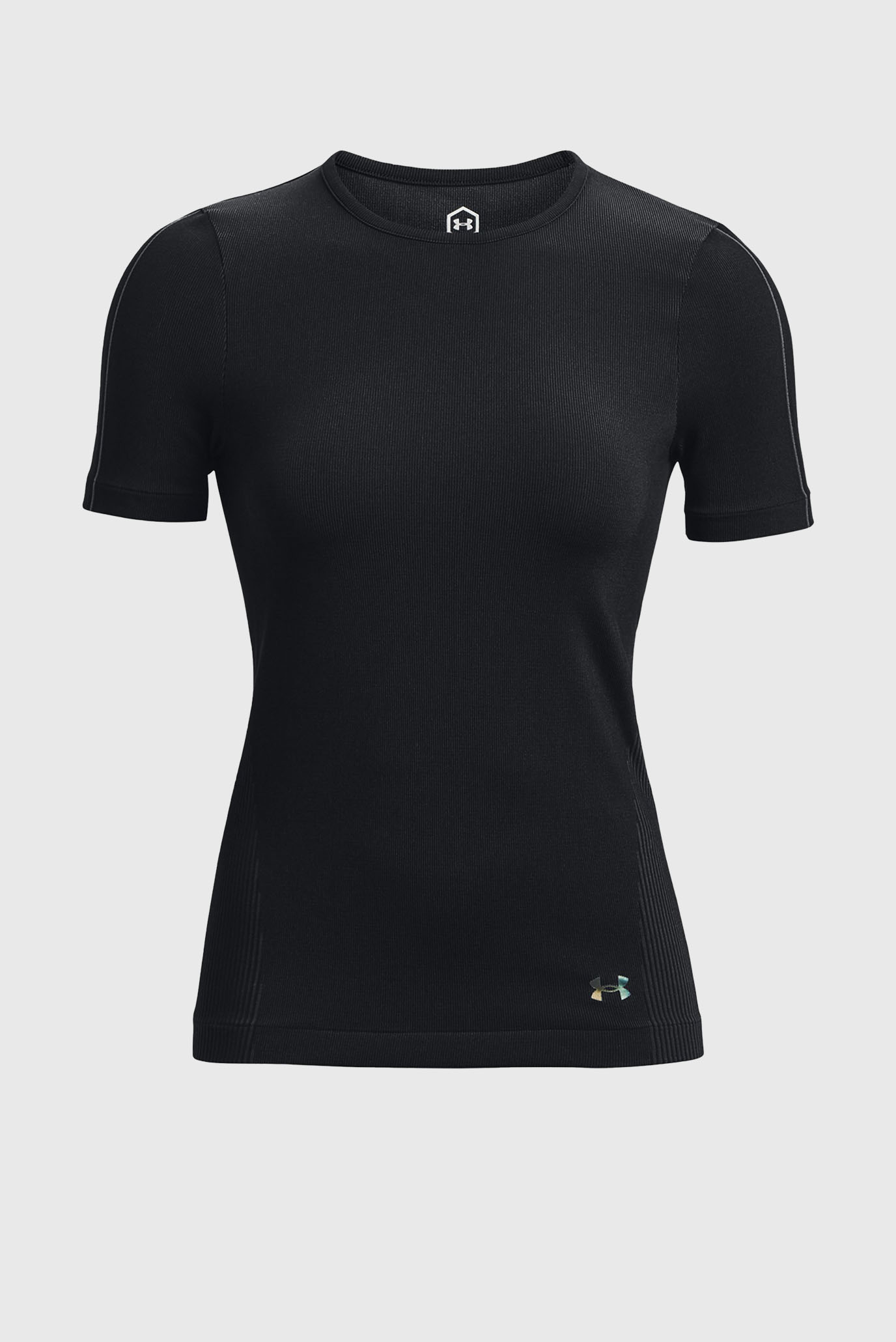 Женская черная футболка UA Rush Seamless SS 5