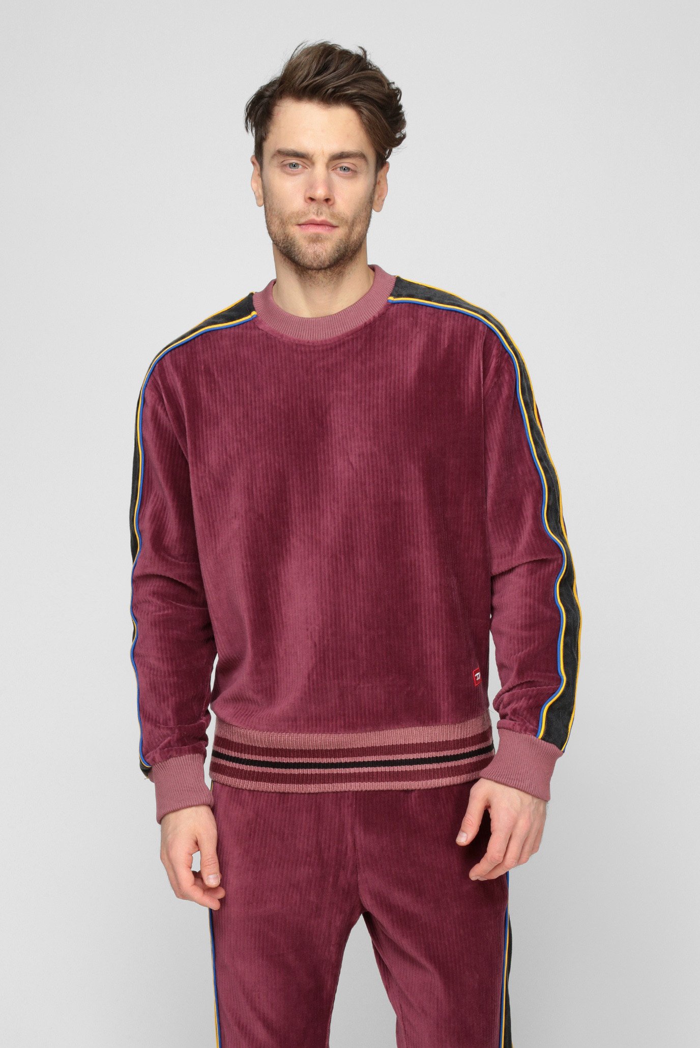 Мужской бордовый вельветовый свитшот MEYER 10