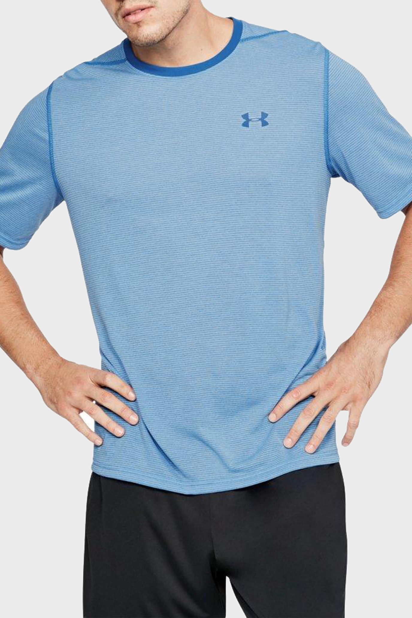 Голубая мужская футболка UA THREADBORNE STRIPE SS 6