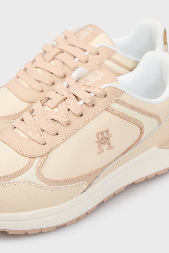 Женские бежевые кожаные кроссовки CASUAL FASHION RUNNER LTHR