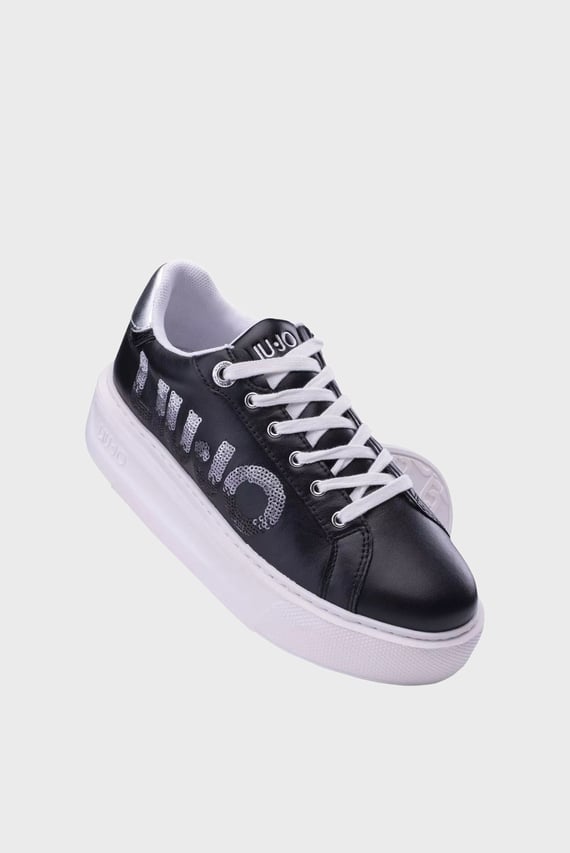 Кеды KYLIE 22 - SNEAKER CALF LEATHER PRINTED BLACK SILVER