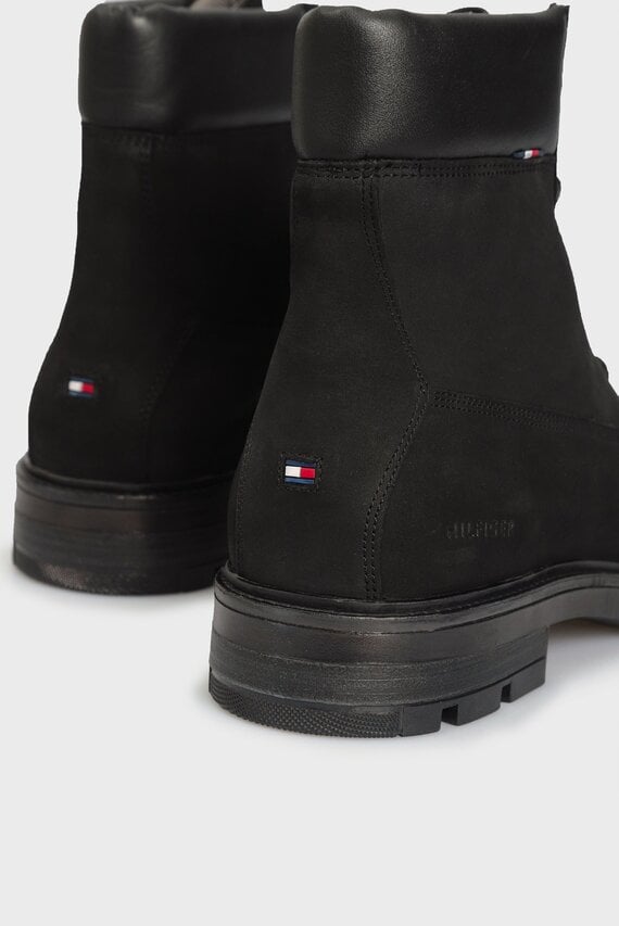 Мужские черные кожаные ботинки HILFIGER PADDED NUBUCK BOOT