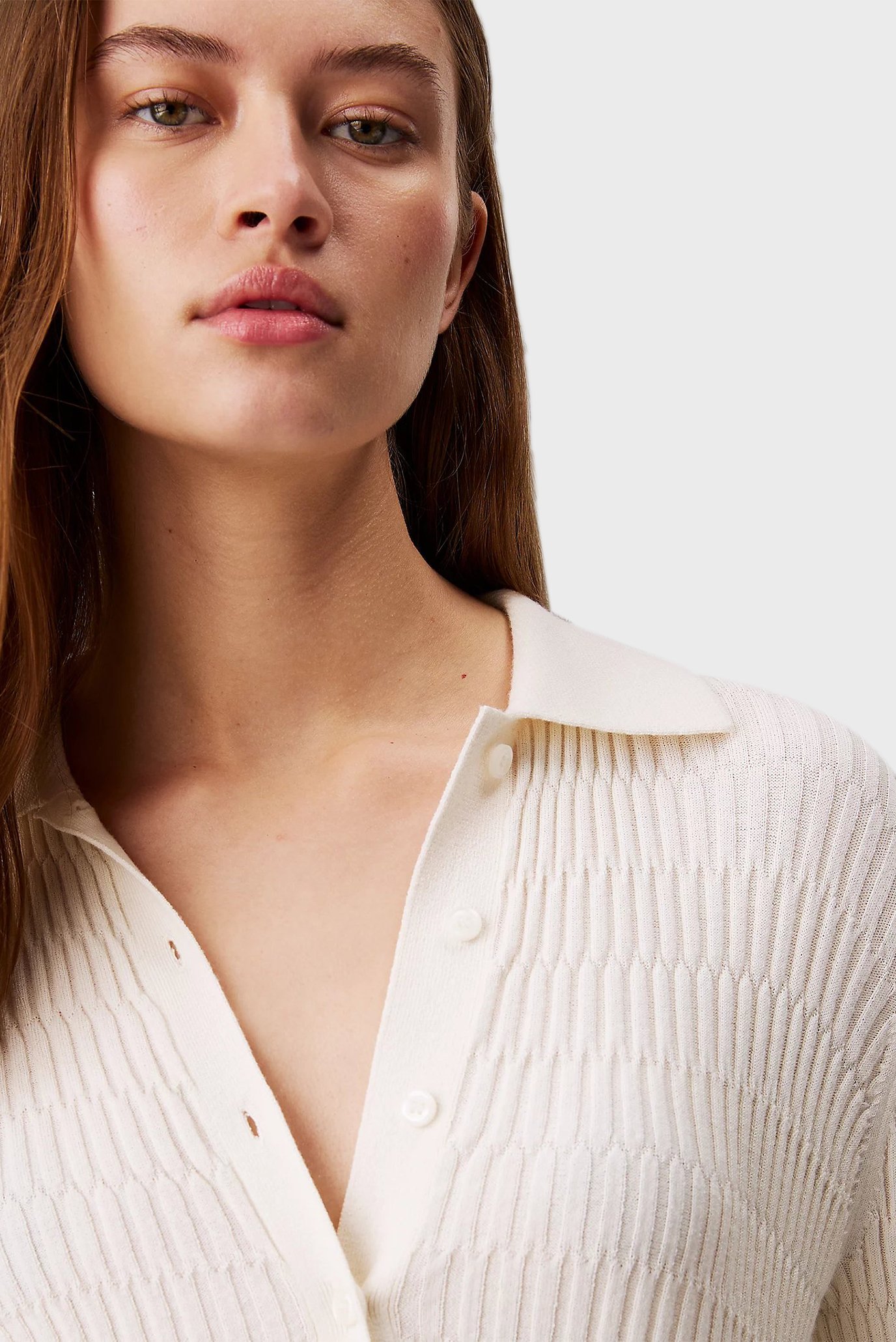 Женское белое поло VISCOSE BLEND TEXTURE 4