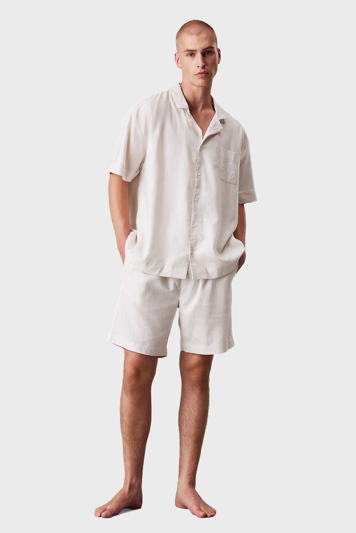 Мужская бежевая льняная рубашка BUTTON DOWN 3