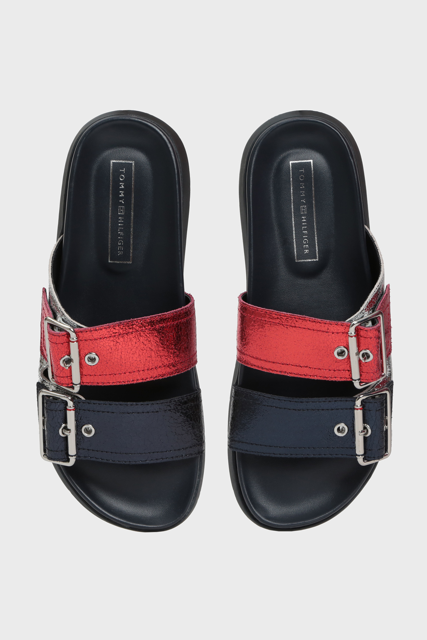 Женские кожаные слайдеры CRACKLE METALLIC 3