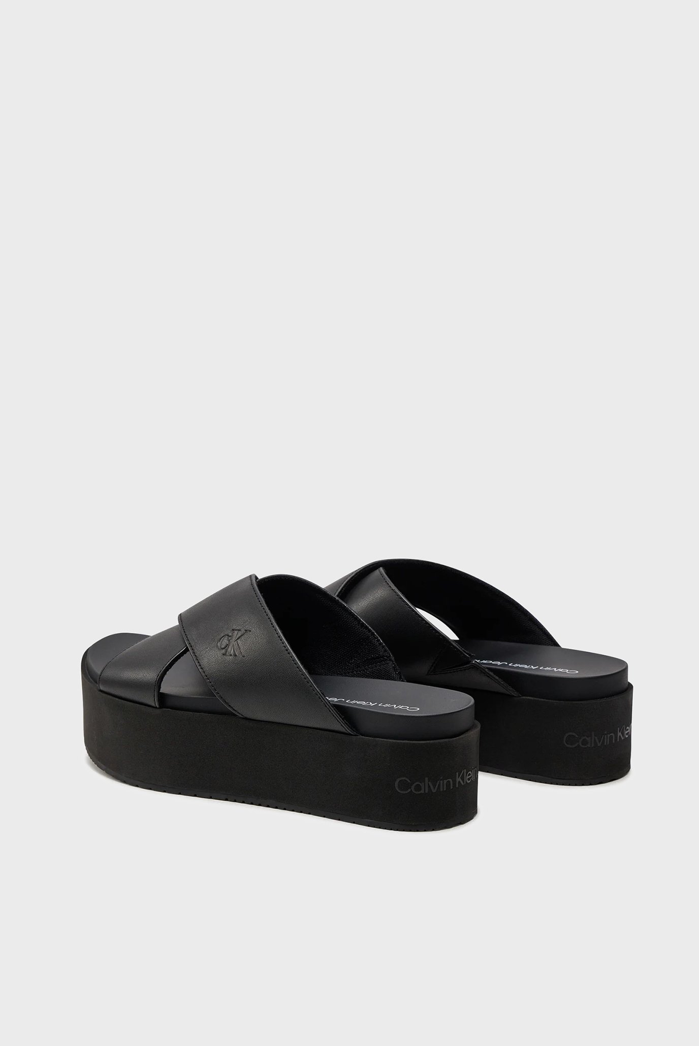 Женские черные кожаные мюли FLATFORM CROSSCalvin Klein Jeans Женские черные кожаные мюли FLATFORM CROSS 4