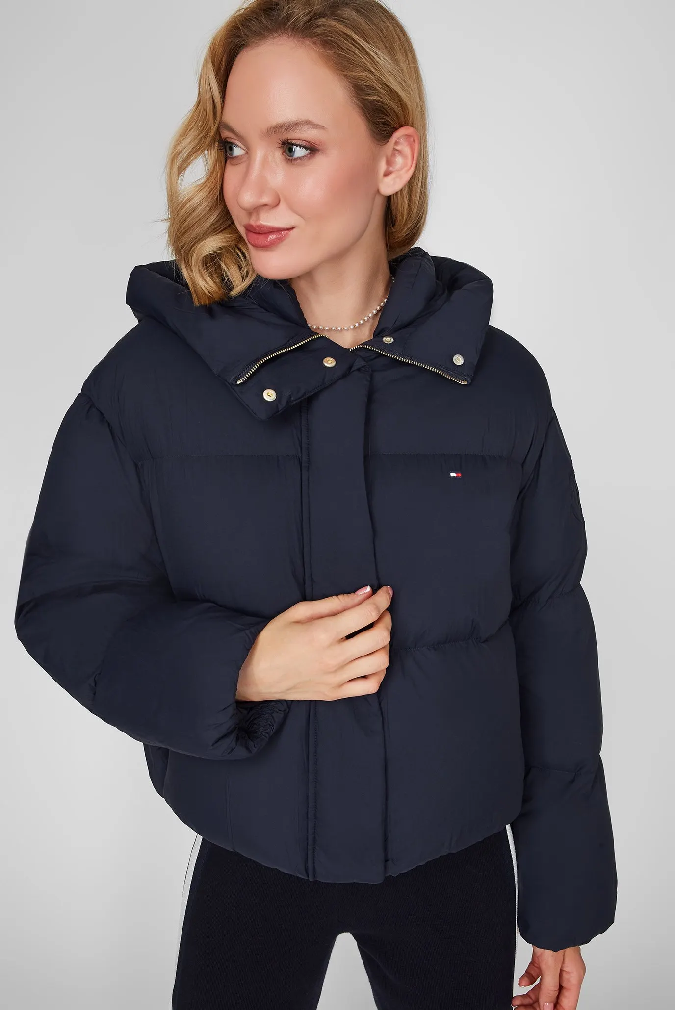 Женский темно-синий пуховик 5