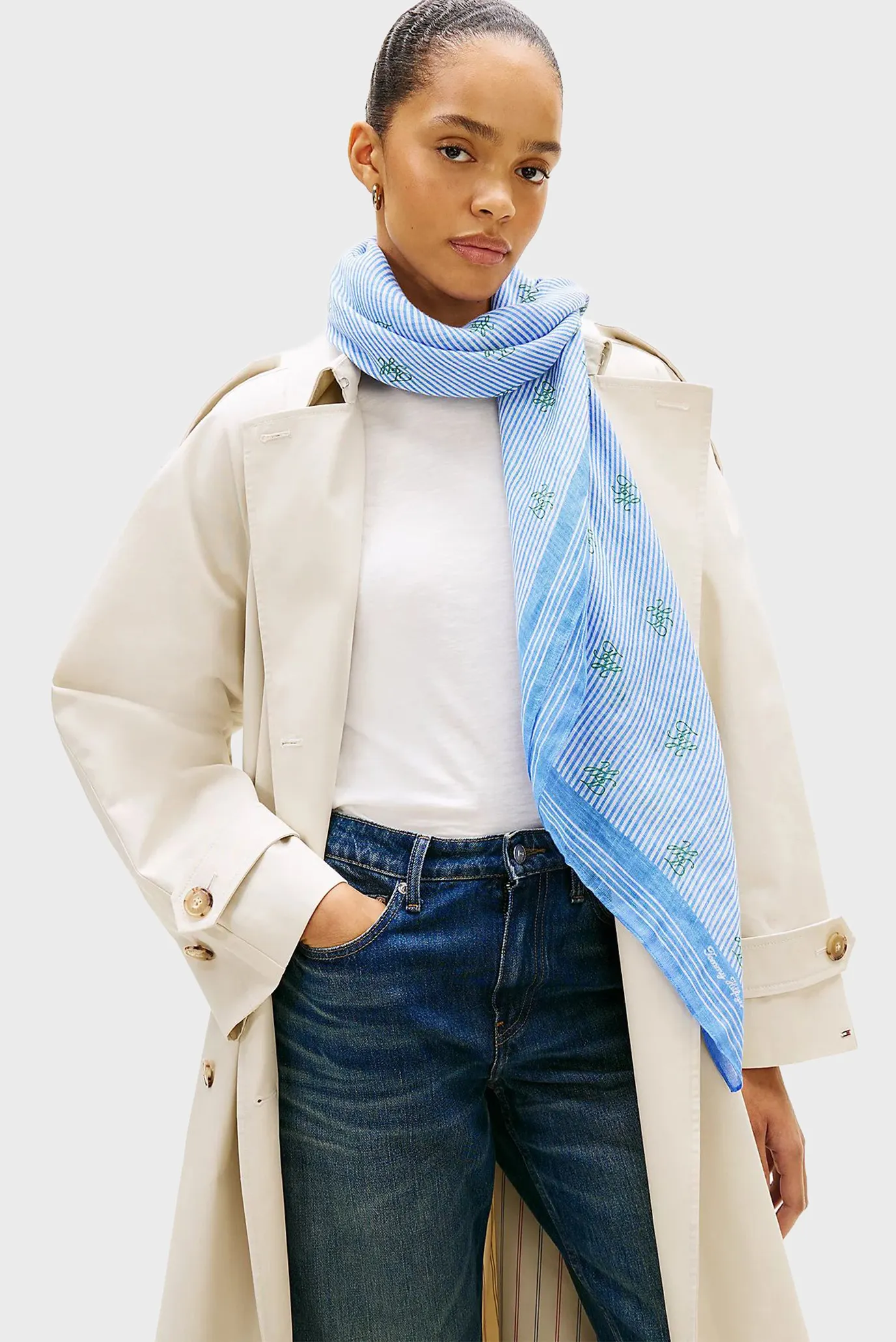 Шарф TH SCRIPT MONOGRAM LINEN SQUARE 2