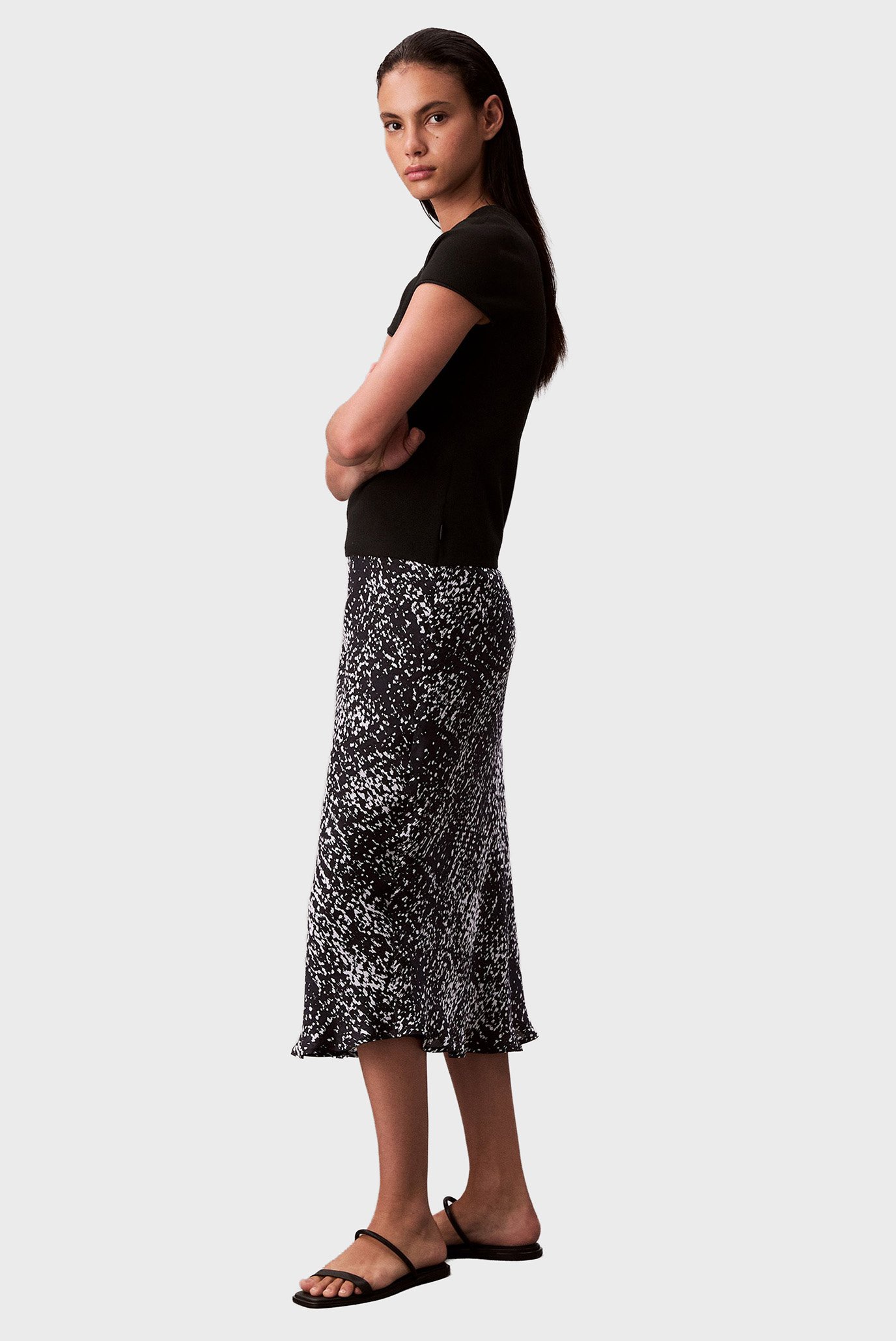 Юбка/Textured Satin Print Midi Skirt 2