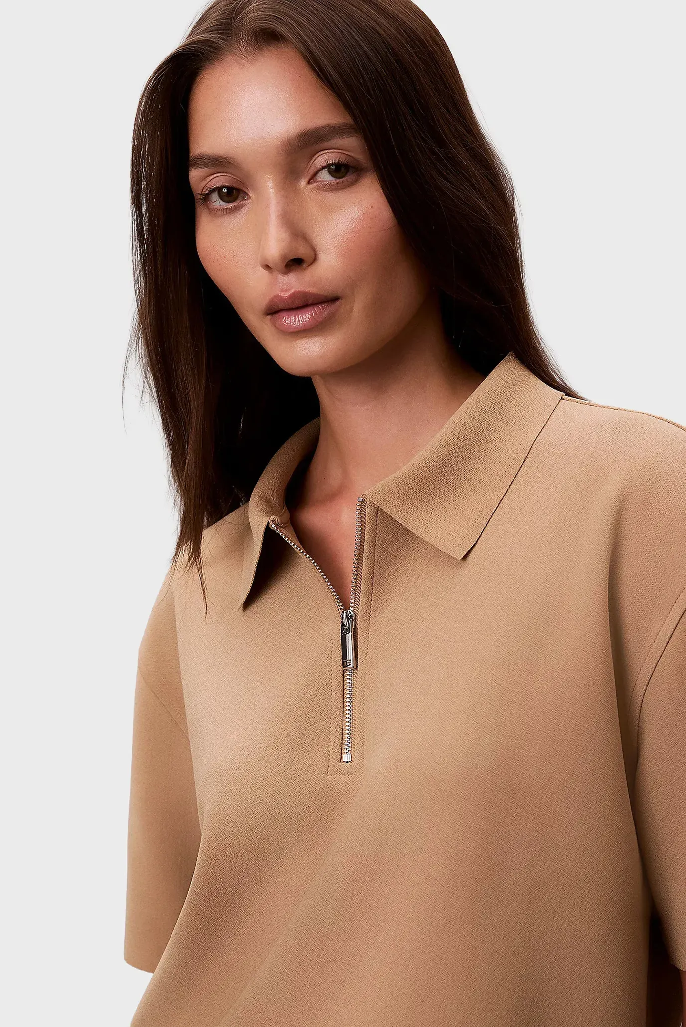 Поло SS TAILORED KNIT COLLAR ZIP TOP 4