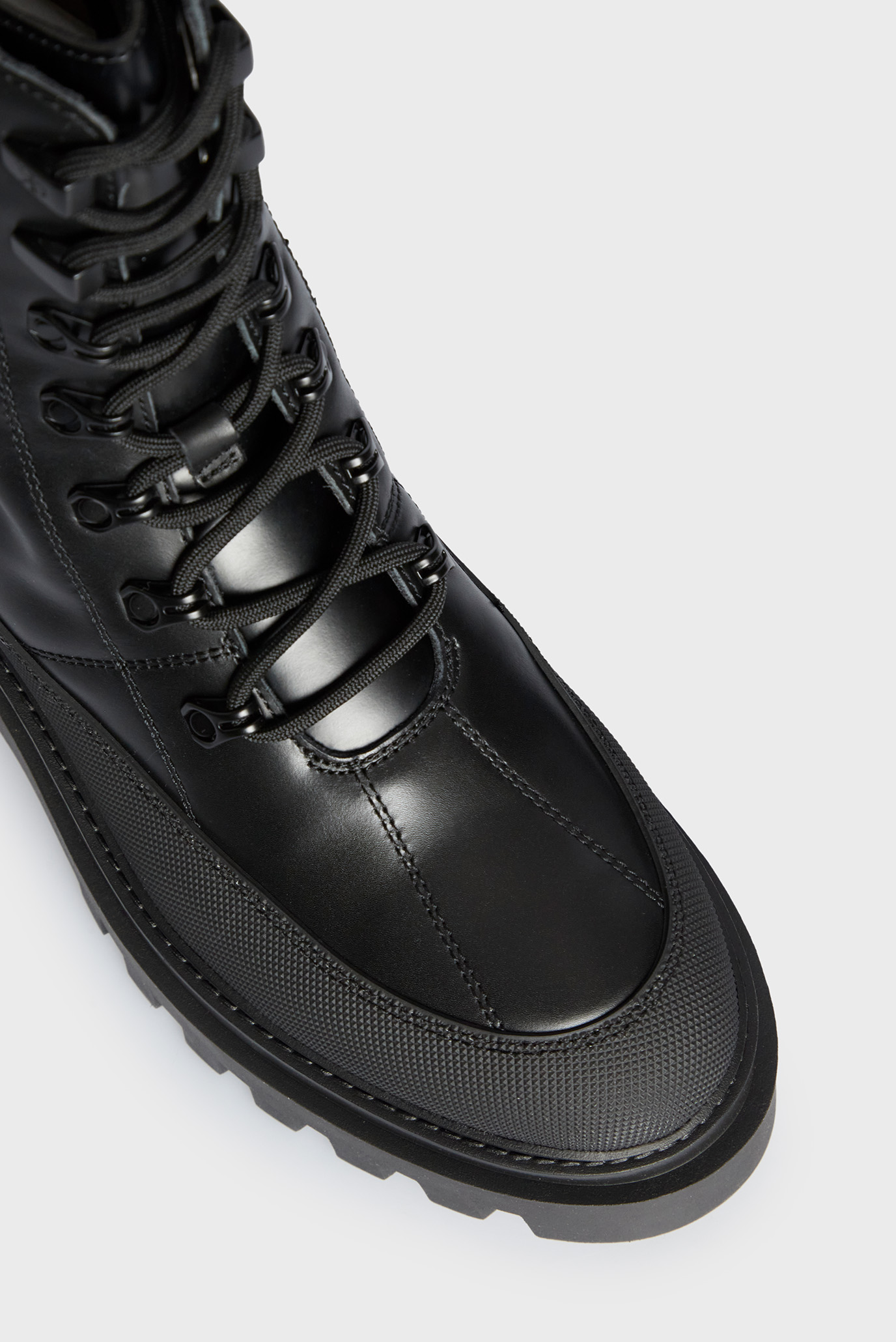 Женские черные кожаные ботинки FLATFORM LACE UP BOOT LTH 8