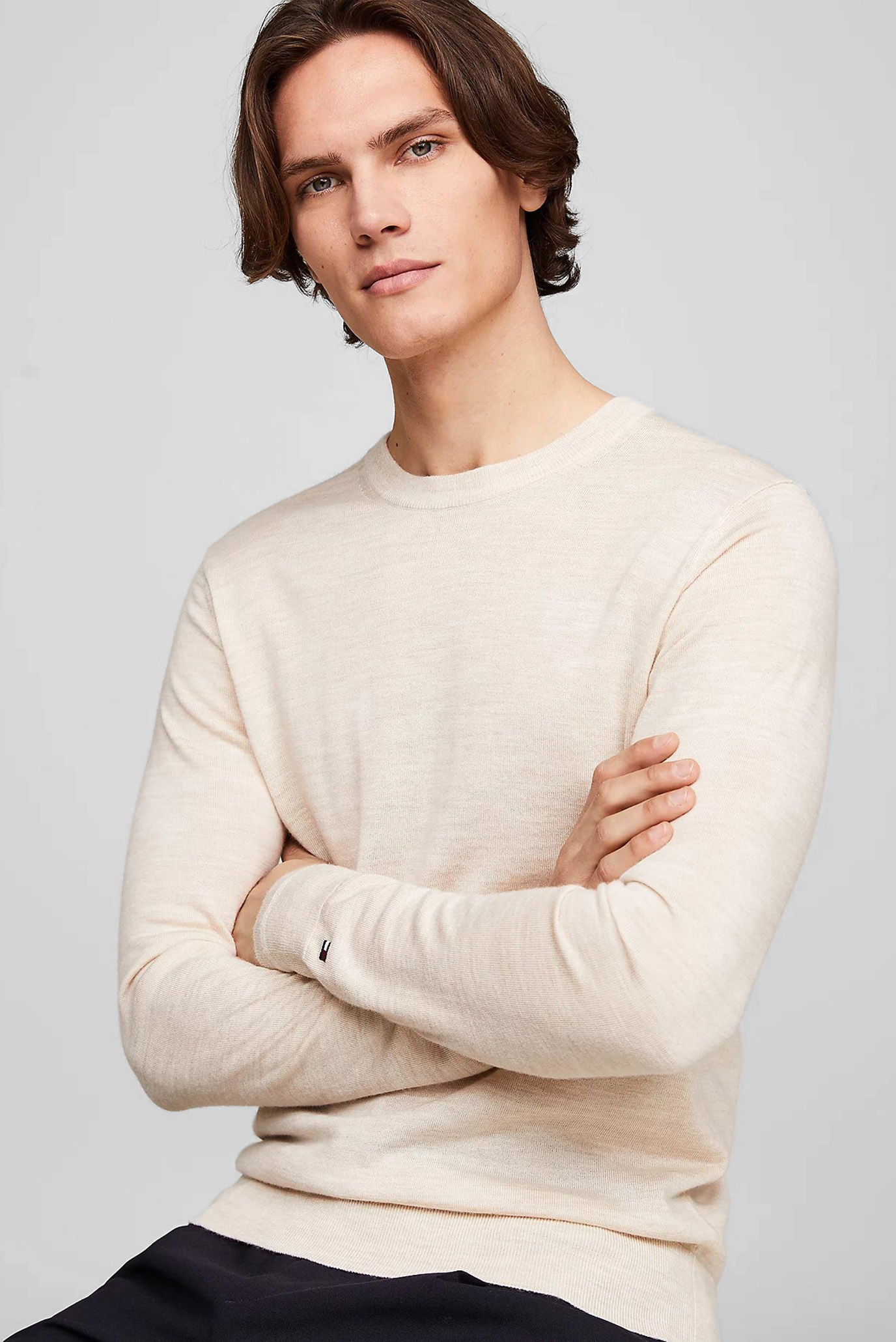 Мужской бежевый шерстяной джемпер DC FINE GAUGE MERINO CREW NK 4