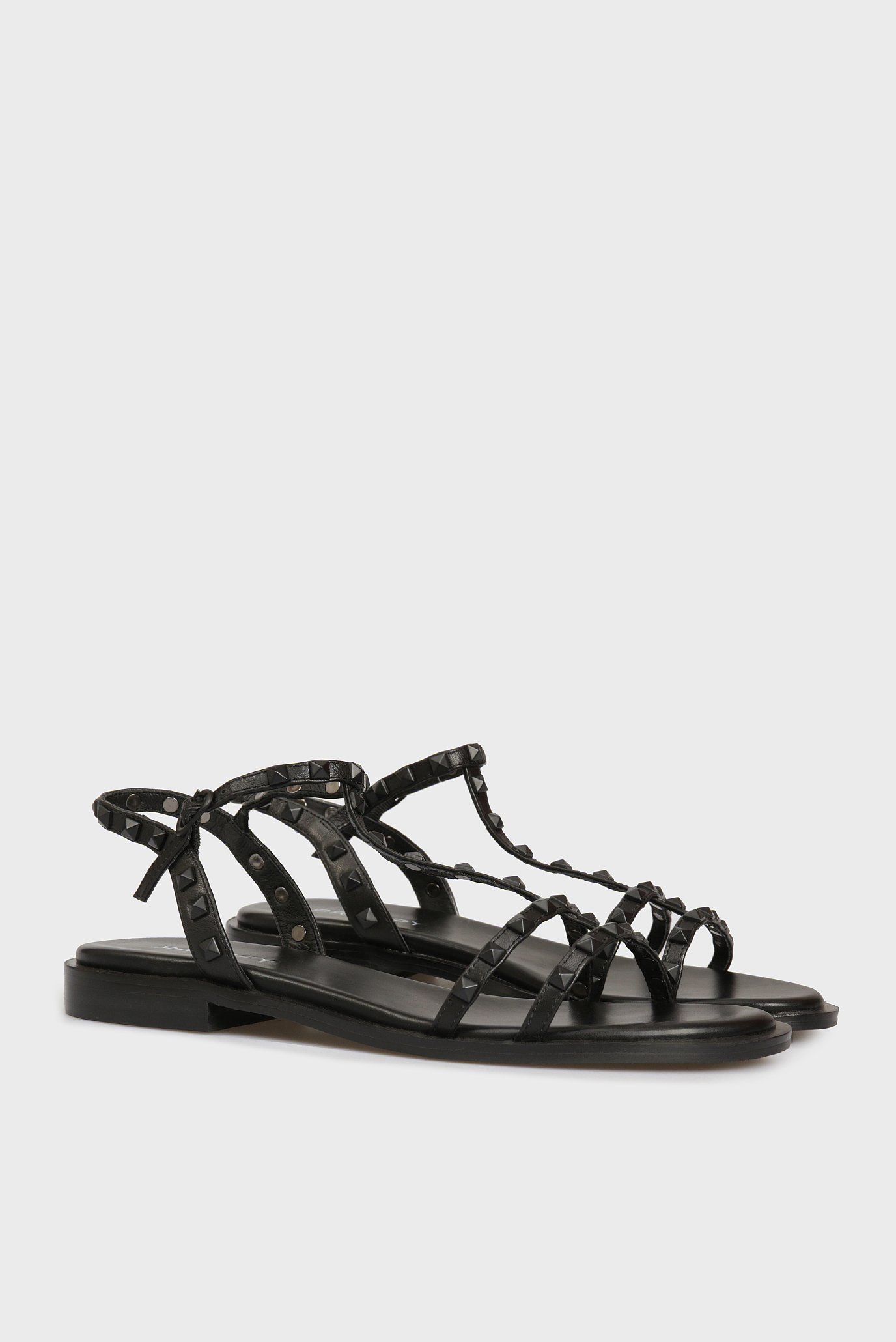 Женские черные кожаные сандалии 9