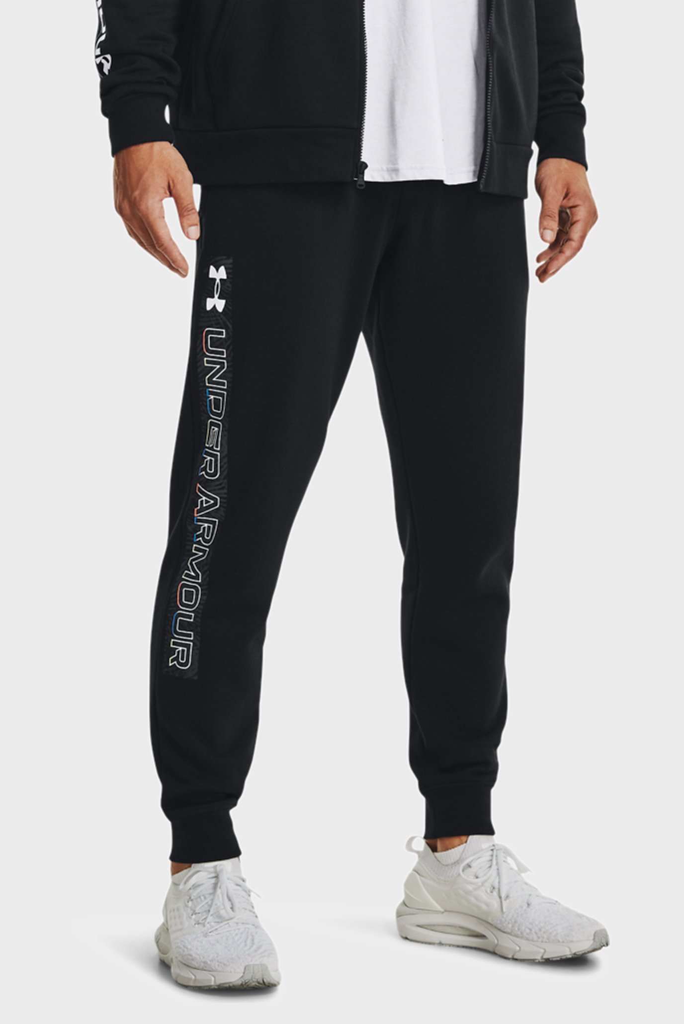 Мужские черные спортивные брюки UA RIVAL FLC GRAPHIC JOGGER 1