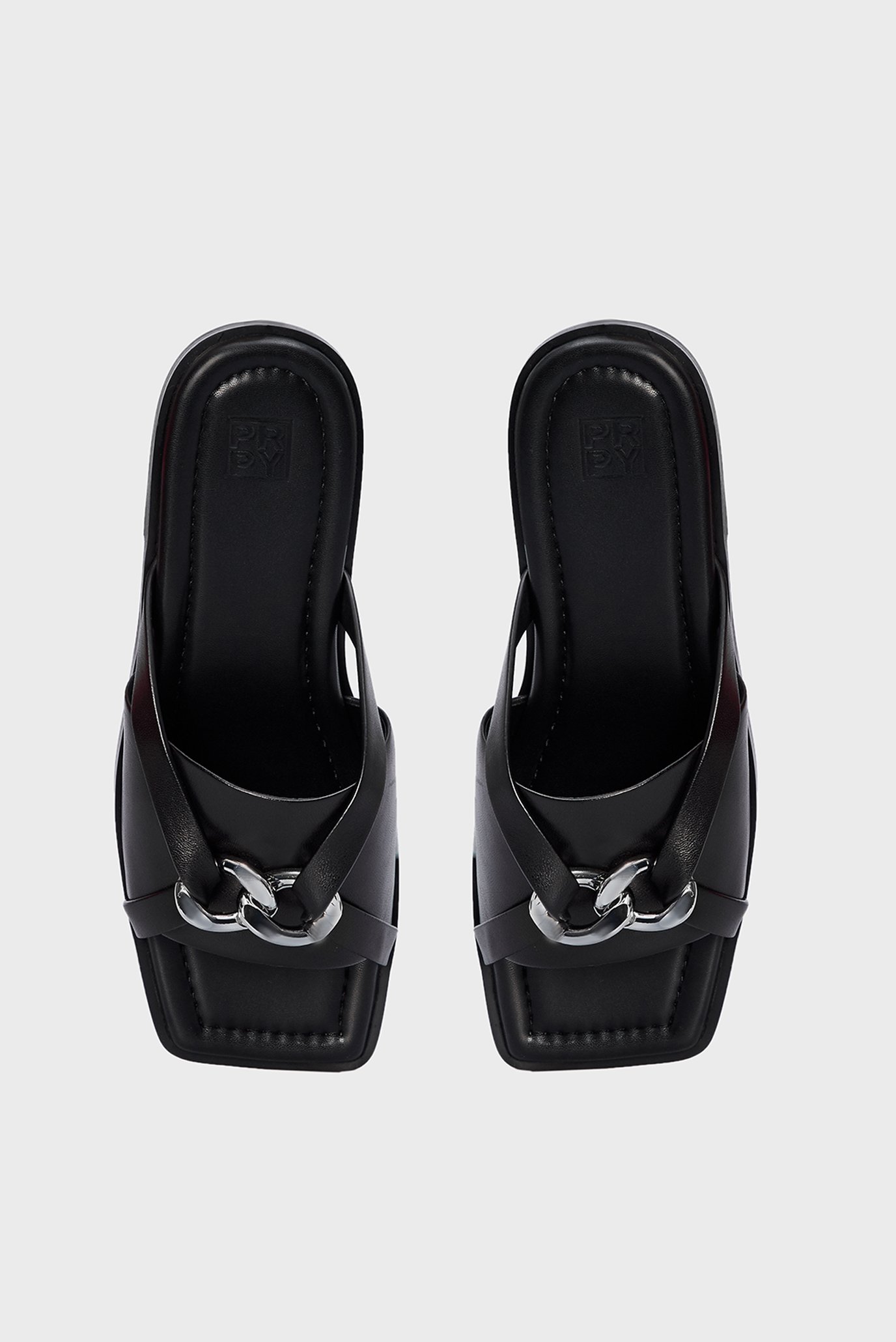 Женские черные кожаные слайдеры Nia 8