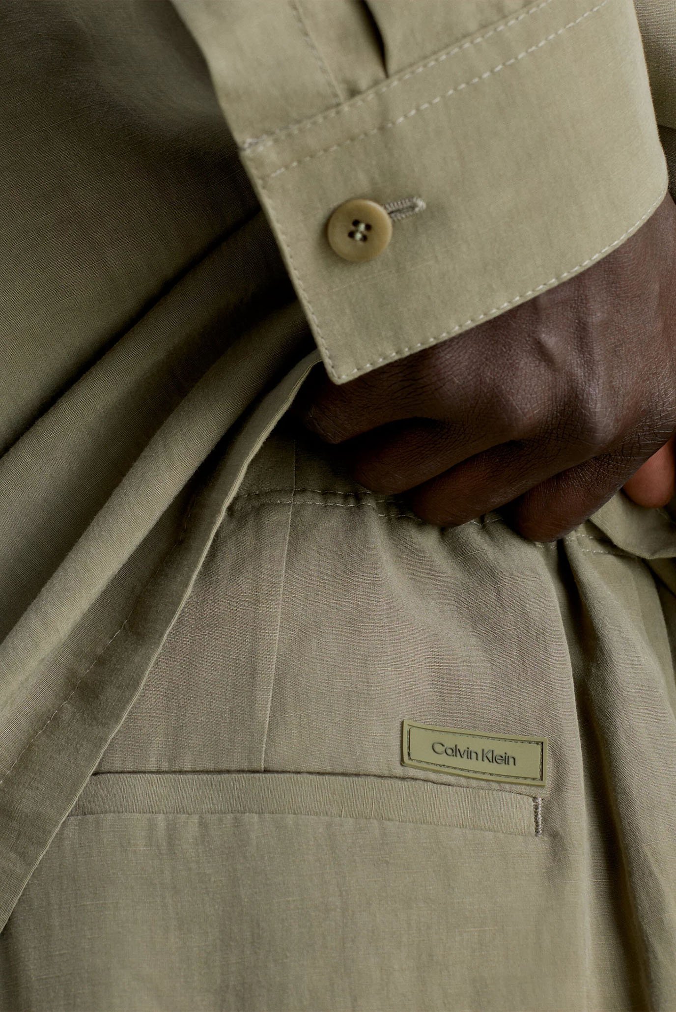 Мужские оливковые шорты LINEN VISCOSE SHORTS 4