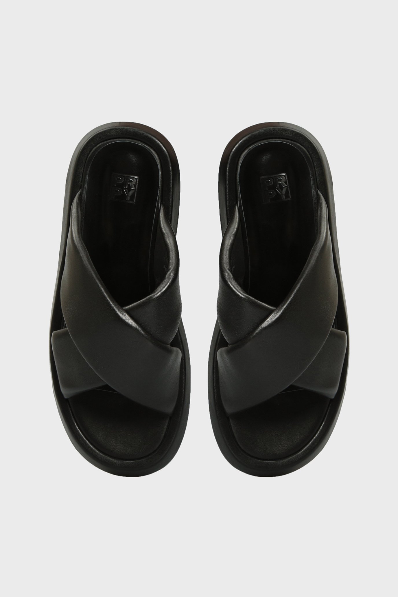 Женские черные кожаные слайдеры Monza 4