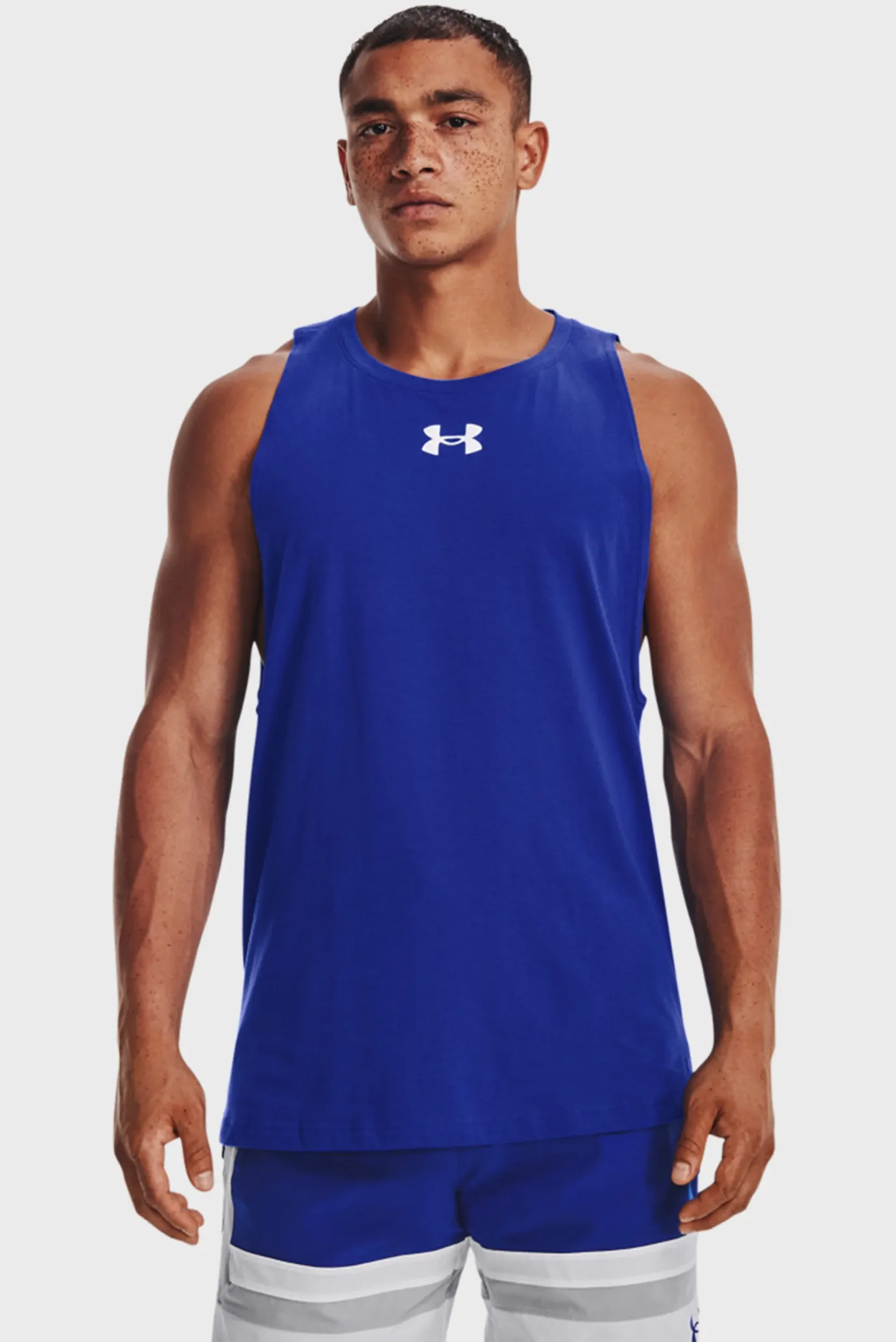 Мужская синяя майка UA BASELINE COTTON TANK 7