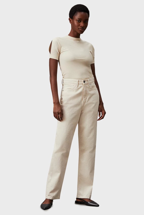 Женский бежевый топ MODAL RIB SLIT DETAIL